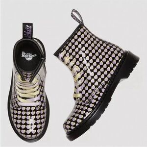 Dr. Martens Junior 1460 Patent Heart Printed Lace Up Boots size 3